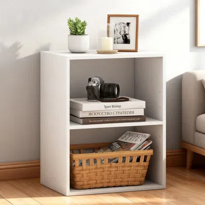 Agaile 2-cube Bookcase Floor Standing Open Bookshelf With 5-position Adjustable Shelf In White