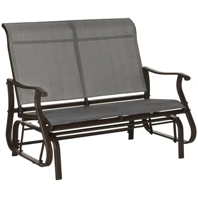 Agaile 2-person Outdoor Glider Bench, Patio Glider Loveseat Chair With Powder Coated Steel Frame, 2 Seats P In Gray