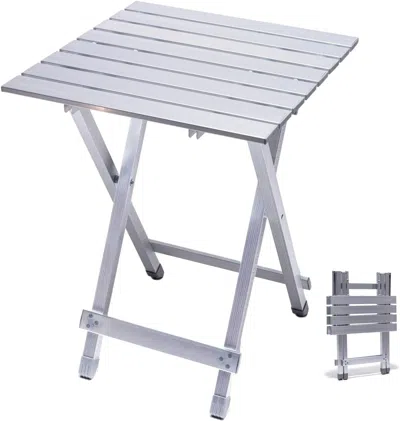 Agaile 3 In 1 Folding Camping Table, Stool, And Footrest, Lightweight Portable Up To 300 Lbs, Easy To Carry In Gray