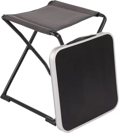 Agaile 3 In 1 Folding Camping Table, Stool, And Footrest, Lightweight Portable Up To 300 Lbs, Easy To Carry In Black