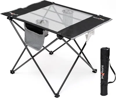 Agaile 3 In 1 Folding Camping Table, Stool, And Footrest, Lightweight Portable Up To 300 Lbs, Mesh, Easy To In Gray