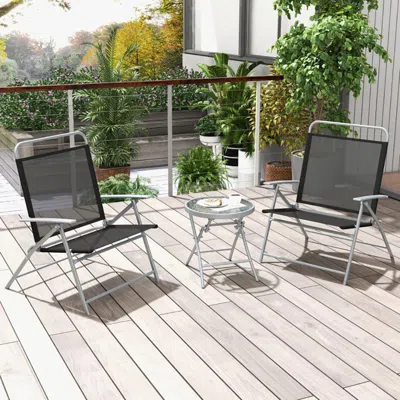 Agaile 3 Pieces Patio Folding Chair Set Outdoor Metal Conversation Set In Black