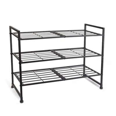 Agaile 3 Tier Metal Shoe Rack In Gray