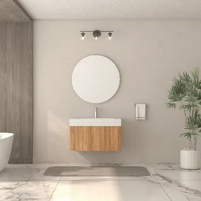 Agaile 30" Bathroom Vanity With Sink,wall Mounted Floating Bathroom Cabinet With Integrated Basin Plywood F In Neutral
