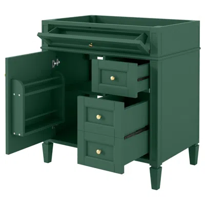 Agaile 30'' Bathroom Vanity Without Top Sink, Modern Bathroom Storage Cabinet With 2 Drawers And A Tip-out  In Green