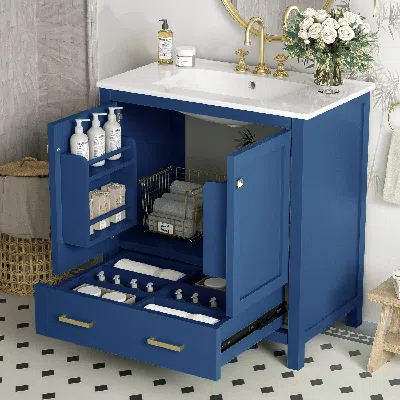 Agaile 30" Blue Bathroom Vanity With Single Sink, Combo Cabinet Undermount Sink, Bathroom Storage Cabinet W