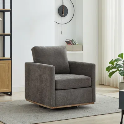 Agaile 30.7"w Square Upholstered Swivel Accent Chair And Comfy Accent Single Sofa Chair, 360 Degree Club Ch In Gray
