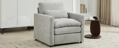Agaile 31.9" Cozy Upholstered Armchair Oversized Comfy Cloud Sofa Double Cushion Single Sofa Plush Cushion  In Gray