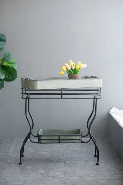 Agaile 32x15x31" Maggie Galvanized Tray Table Accent Table In Black