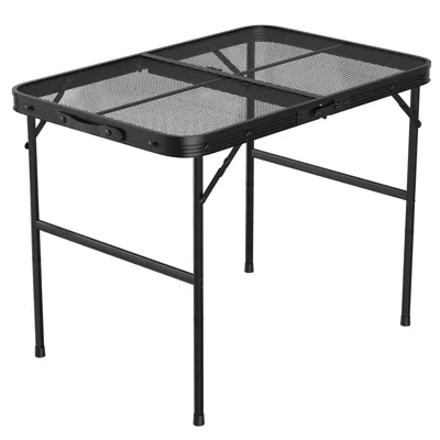 Agaile 35.62x23.42x25.9in Foldable Camping Table Collapsible Picnic Aluminum Alloy Grill Stand 88lbs Max Lo In Black