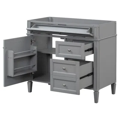 Agaile 36'' Bathroom Vanity Without Top Sink, Modern Bathroom Storage Cabinet With 2 Drawers And A Tip-out  In Gray