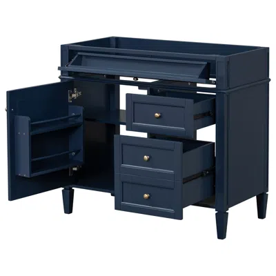 Agaile 36'' Bathroom Vanity Without Top Sink, Modern Bathroom Storage Cabinet With 2 Drawers And A Tip-out  In Blue
