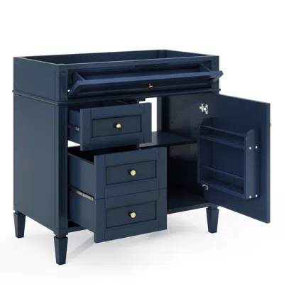 Agaile 36'' Bathroom Vanity Without Top Sink, Modern Bathroom Storage Cabinet With 2 Drawers And A Tip-out  In Blue