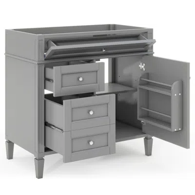 Agaile 36'' Bathroom Vanity Without Top Sink, Modern Bathroom Storage Cabinet With 2 Drawers And A Tip-out  In Gray