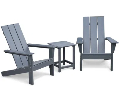 Agaile 3pcs Outdoor Adirondack Chairs,,for Deck Garden Backyard Balcony,dark Grey In Gray