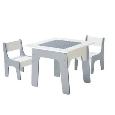 Agaile 4 In 1 Kid Activity Table And 2 Chairs Set, Graffiti & Building Blocks Double-sided Tabletop, Toddle