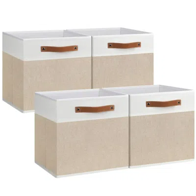 Agaile 4 Pack Fabric Storage Cubes, Cube Storage Bins 11 X 11, Decorative Storage Baskets For Shelves With  In Neutral