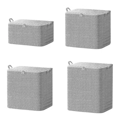 Agaile 4 Pack Foldable Non Woven Storage Bags Closet Organizers Wardrobe Sorting Baskets With 2 Handles Dus In Gray