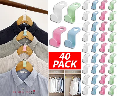Agaile 40 Pcs Clothes Hanger Connector Hooks Closet Hangers Organizer Space Saving Clip In Multi