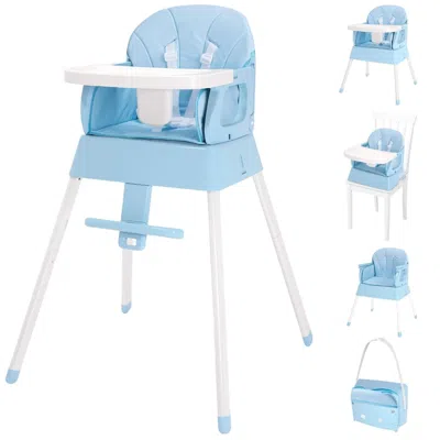 Agaile 5 In 1 Foldable Baby High Chair,convertible Highchair For Babies And Toddlers-portable Infant Booste In Blue