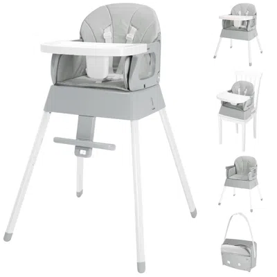 Agaile 5 In 1 Foldable Baby High Chair,convertible Highchair For Babies And Toddlers-portable Infant Booste In Gray
