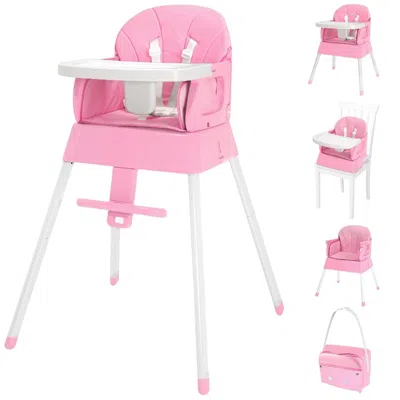 Agaile 5 In 1 Foldable Baby High Chair,convertible Highchair For Babies And Toddlers-portable Infant Booste In Pink