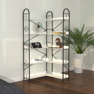 Agaile 5 Tier Corner Bookshelf, Modern Corner Bookcase, Large Open Shelf Bookcase,display, Shelving, Tall B In Black