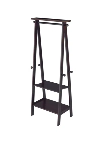 Agaile 59" Tall Wooden Garment / Coat Rack, Dark Espresso In Black