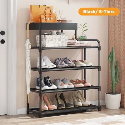 Agaile 5-tier Free Standing Shoe Rack, 30.9 Inches Shoe Shelf, Entryway Shoe Organizer Storage Cabinet, Bla In Black