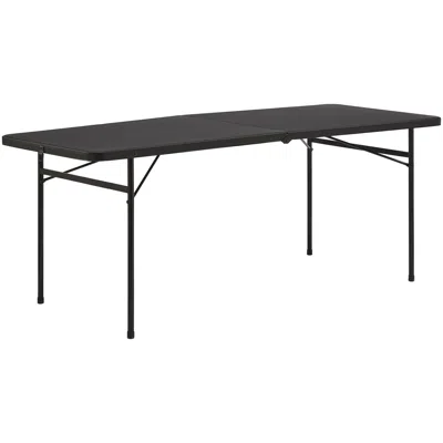 Agaile 6 Foot Bi-fold Plastic Folding Table, Black