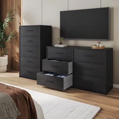 Agaile 6-drawer Dresser With Large Fabric Drawers, Black