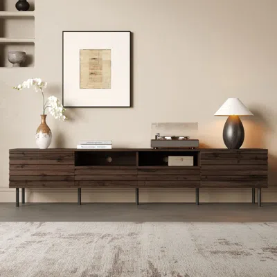 Agaile 78 Inch Modern Tv Stand For Tvs Up To 85", Entertainment Center With Closed Storage & Cable Manageme In Brown