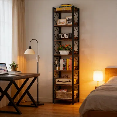 Agaile 7-tier Corner Shelf, Bookshelf Corner Bookcase In Black