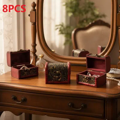 Agaile 8 Pcs Vintage Wooden Box Set By Yakimoto - Lockable Lidded Containers For Jewelry, Collectibles & Mo