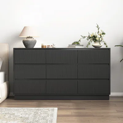 Agaile 9 Drawer Dresser For Bedroom With Large Drawers, Wood Dresser, Large Floor Chest Of Drawers, Modern  In Gray