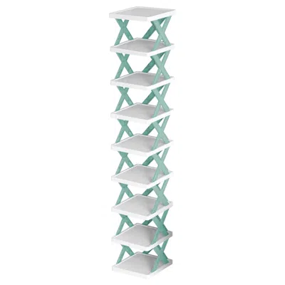 Agaile 9tier Narrow Entryway Shoe Rack Plastic Vertical Shoe Organizer Space Saving Free Standing Shoes Sto In White