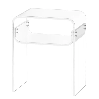 Agaile Acrylic Side Table, 2 Tiers Clear Bedside Table With Storage Shelf, Modern Rectangle Acrylic End Des In Transparent