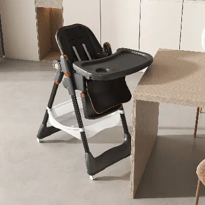 Agaile Adjustable Baby High Chair 0-6 Years - Portable Infant Feeding Seat With Safety Belt, Silent Lockabl In Black