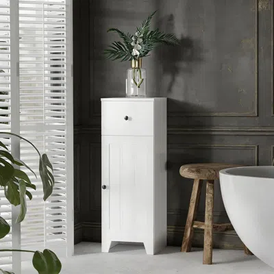 Agaile Bathroom Storage Cabinet, Cabinet Organizer With 1 Drawer And Adjustable Shelf In White