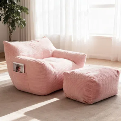 Agaile Bean Bag Chair For Adults, Oversized Comfy Beanbag Living Room Lazy Sofa For Bedroom & Dorm In Pink