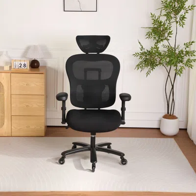 Agaile Big And Tall Office Chair Mesh Breathable, Gaming Chair With Adjustable Backrest Height & Headrest A In Black