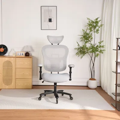 Agaile Big And Tall Office Chair Mesh Breathable, Gaming Chair With Adjustable Backrest Height & Headrest A In Gray