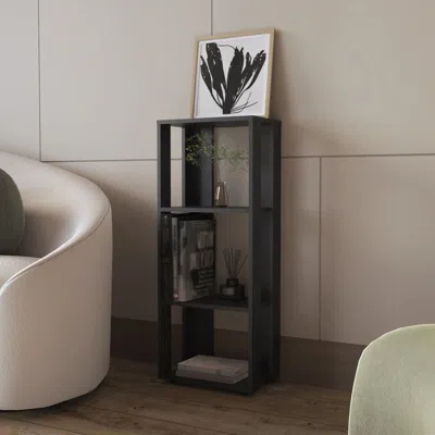 Agaile Black Bookcase In Melamine With Open Storage