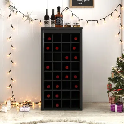 Agaile Black Color Modular 32 Wine Bar Cabinet Buffet Cabinet
