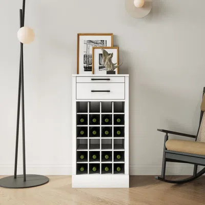 Agaile Brown Walnut Color Modular 24 Wine Bar Cabinet Buffet Cabinet In White