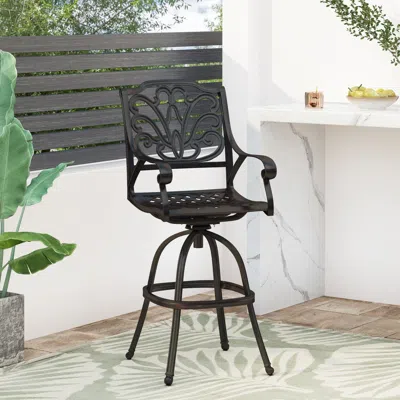 Agaile Cast Aluminium Swivel Bar Stool In Black