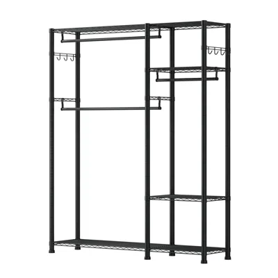 Agaile Clothing Garment Rack, Heavy Duty Clothes Rack, 6 Adjustable Tiers Clothes Racks With Steel Frame, 8 In Black
