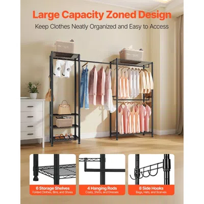 Agaile Clothing Garment Rack, Heavy Duty Clothes Rack, Freestanding Clothes Racks With Steel Frame, 800 Lbs In Multi