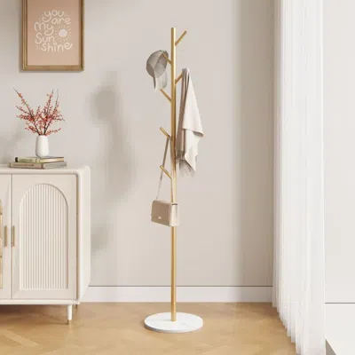 Agaile Clothing Rack, Golden Metal Freestanding Heavy Duty Clothes Rack With Marble Base, Multipurpose Garm