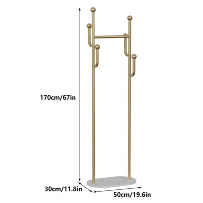 Agaile Clothing Rack, Golden Metal Freestanding Heavy Duty Clothes Rack With Marble Base, Multipurpose Garm